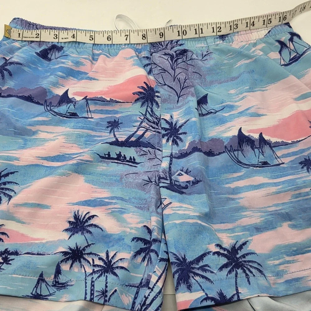 Chubbies Swim Trunks Men's Size XL Blue Pink Sunset Drawstring Lined 5.5